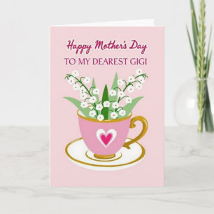 Floral Mothers Day Heart Teacup Card
