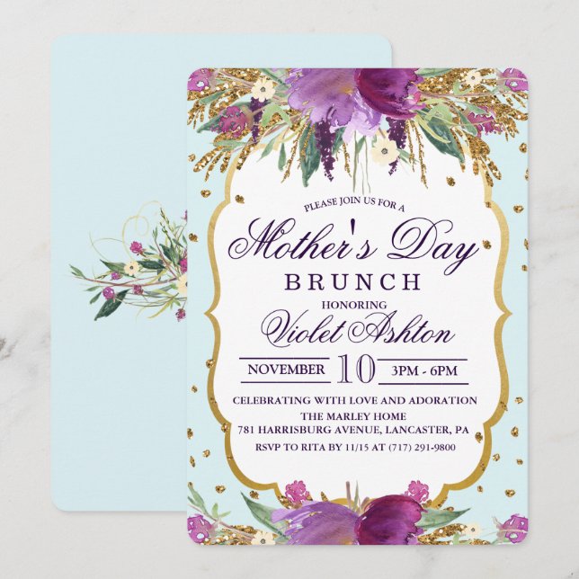 Floral Mother's Day Invitation (Front/Back)