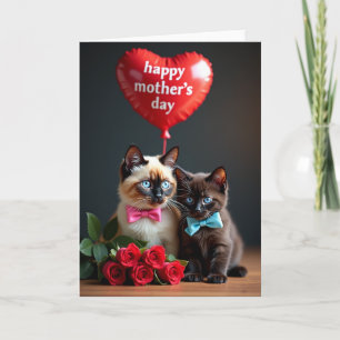 Floral Mothers Day Kitten Card