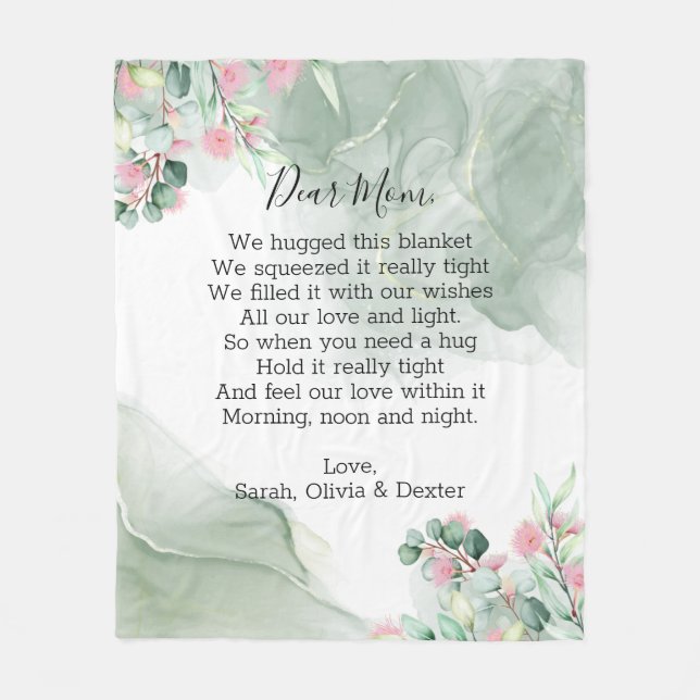 Floral Mother's Day Mum Grandma Message Fleece Blanket (Front)