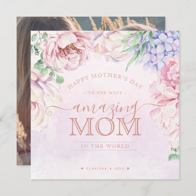 Floral Mother's Day Personalised Photo Card (Front/Back)