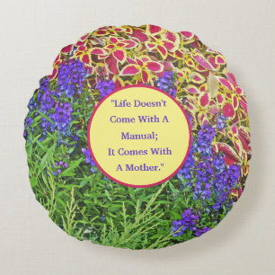 Floral Mother's Day Round Pillow "Card"