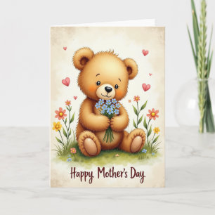 Floral Mothers Day Teddy Card