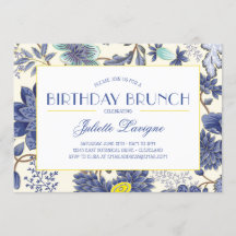 Floral Motif in Yellow and Blue Invitation