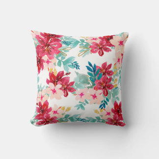 Floral Motifs in Watercolor Cushion