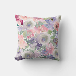 Floral Motifs in Watercolor  Cushion