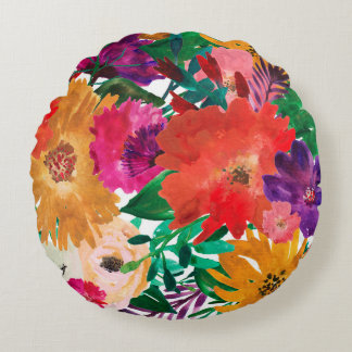 Floral motifs in watercolor  round cushion