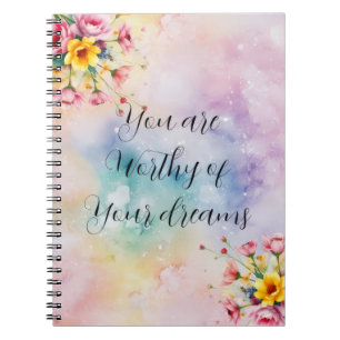 Floral Motivational Notebook   Aesthetic Pastal