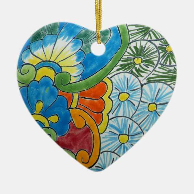 Floral motive ceramic tree decoration (Front)
