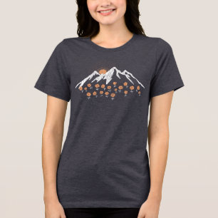 Floral Mountain Women's T-shirt in Dark Grey Tri-Blend Shirt
