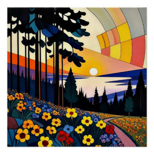 Floral Mountainside Poster