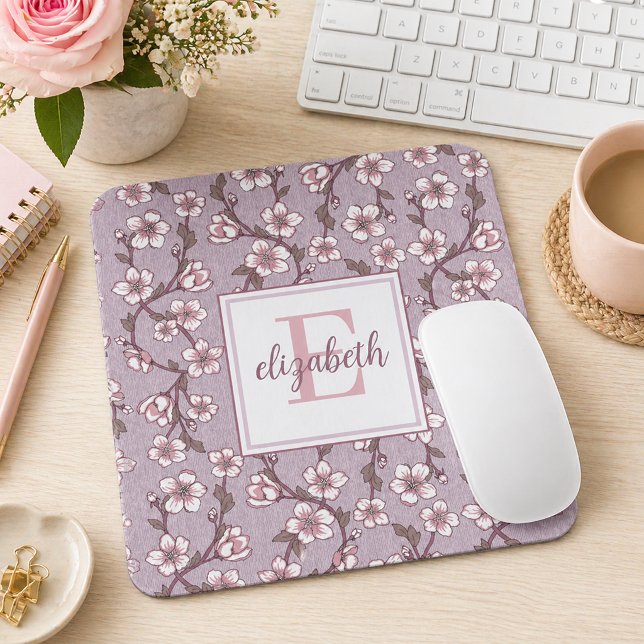 Floral Mouse Pad Coworker Gift Personalised (Personalized Gift Idea)