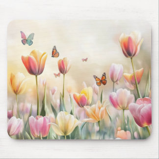 Floral Mouse Pad With Butterflies