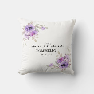 Floral Mr. & Mrs. Newlywed/Anniversary Keepsake Cushion