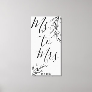 Floral Ms to Mrs bridal shower Canvas Print