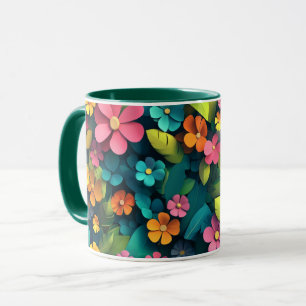Floral Mug with Colorful Botanical Flowers, Gift