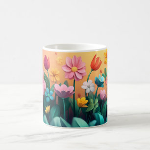 Floral Mug with Colorful Botanical Flowers, Gift