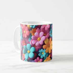 Floral Mug with Colorful Botanical Flowers, Gift