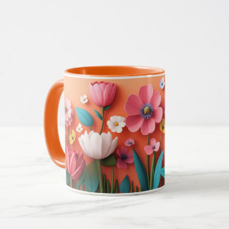 Floral Mug with Colourful Botanical Flowers, Gift