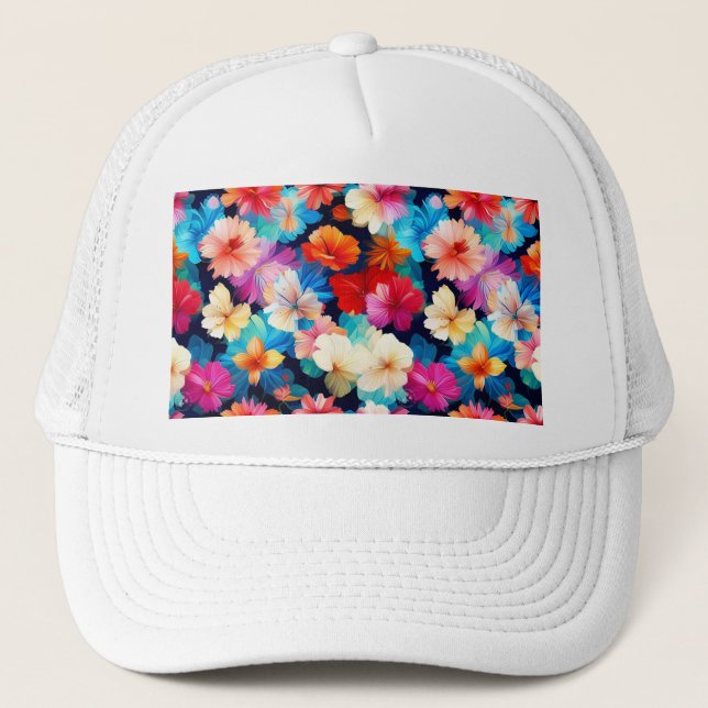Floral Multicolored Flowers Pattern37566 Trucker Hat (Front)