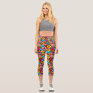 Floral Multicolored Flowers Pattern-36355 Capri Leggings