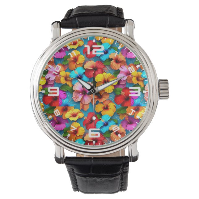Floral Multicolored Flowers Pattern-36355 Watch (Front)