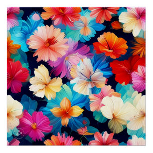 Floral Multicolored Flowers Pattern-37566 Poster