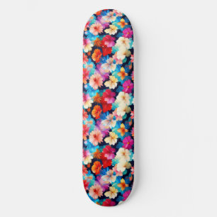 Floral Multicolored Flowers Pattern-37566 Skateboard