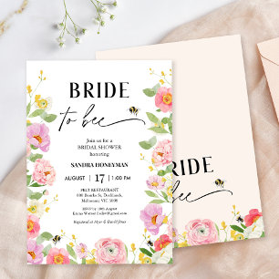 Floral Multicolored Meant To Bee Bridal Shower Invitation