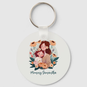 Floral Mum and Daughter Key Ring