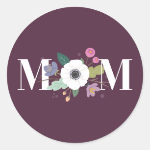 Floral Mum Mother's Day Sticker - Plum