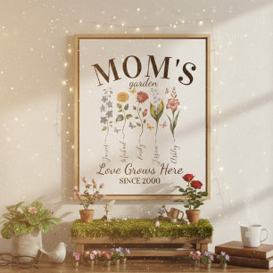 Floral Mum’s Garden Watercolor Pink Flowers Photo Print