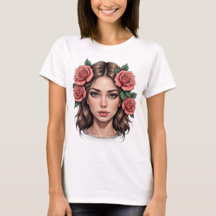 Floral Muse – Artistic Rose Portrait Tee