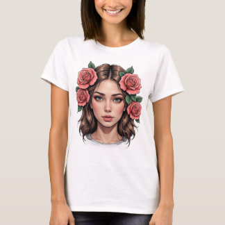 Floral Muse – Artistic Rose Portrait Tee