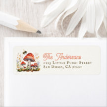 Floral Mushroom Bee Return Address