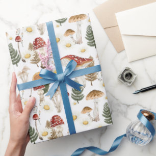 Floral Mushroom Cottagecore Pattern Wrapping Paper