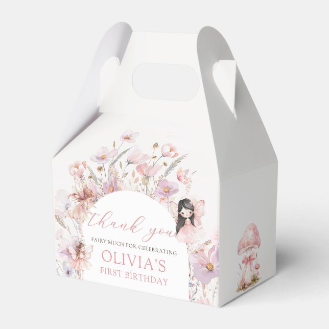 Floral Mushroom Fairy Birthday Favour Box (Front Side)