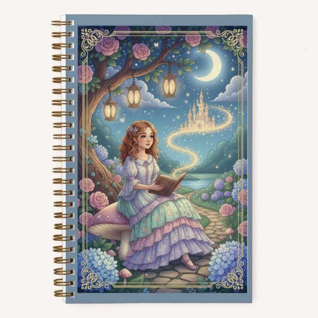Floral Mushroom & Glowing Storybook Castle Journal (Front)