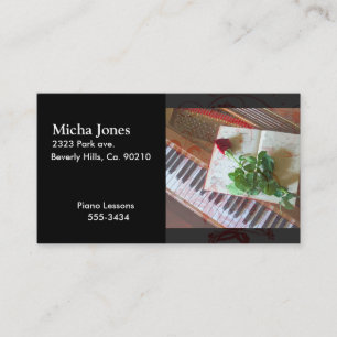 Floral Music Book Rose On Piano Business Card