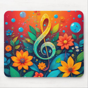 🎵 Floral Music Note Creative Workspace Mouse Mat