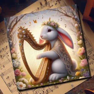 Floral Musician Bunny Easter  Holiday Card