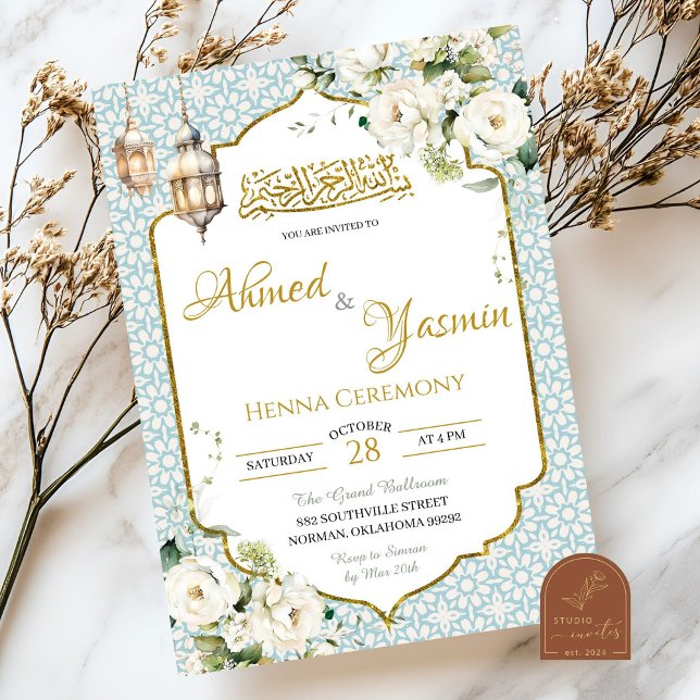Floral Muslim Henna Wedding  Invitation (Creator Uploaded)