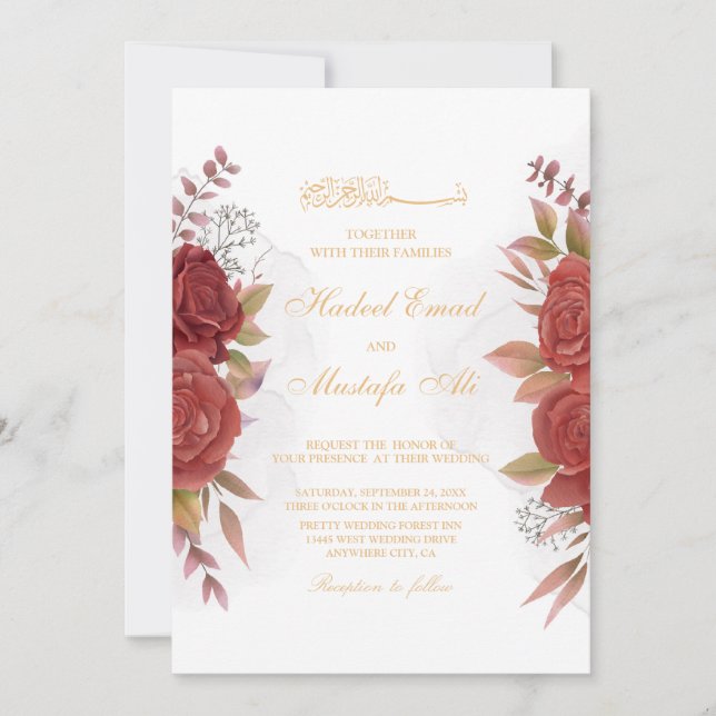 Floral muslim wedding invitation (Front)