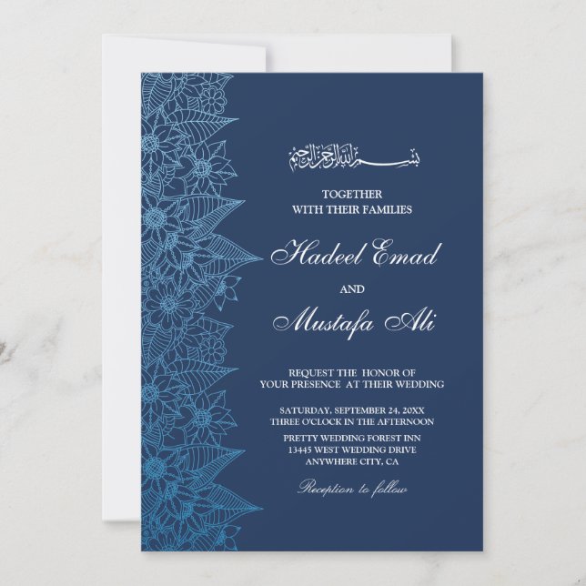 floral muslim wedding invitation (Front)