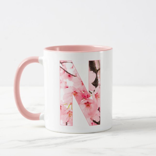 Floral N Initial Mug | Personalized Name & Traits (Left)