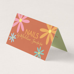 Floral Nail Technician Groovy  Business Card