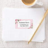 Floral Name Address Sticker Pink Roses (Insitu)