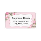 Floral Name Address Sticker Pink Roses (Front)