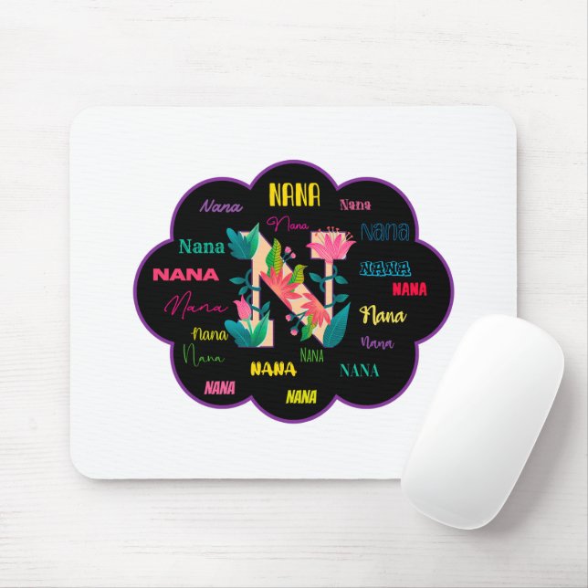 Floral Name Nana Mouse Mat (With Mouse)