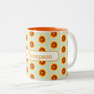 Floral Name Teacher Appreciation End Of The Year Two-Tone Coffee Mug